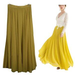 Chiffon Maxi Skirt Knit Underskirt Mustard